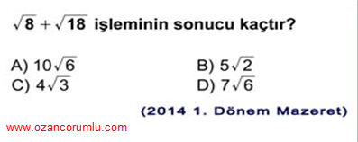 Teog Karekoklu Sayilar Cikmis Sorular Ve Cozumleri Video Ozancorumlu Com Turkiye Nin Egitim Sitesi